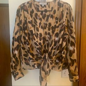 Hayden Leopard Print Wrap Style Blouse EUC Size L